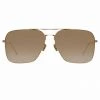LINDA FARROW (U.K.) The Asher | Aviator Sunglasses In Light Gold Frame (C4)