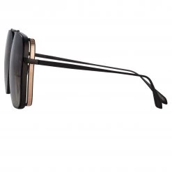 LINDA FARROW (U.K.) Asher Aviator Sunglasses In Black Women's 6 LINDA FARROW (U.K.) Asher Aviator Sunglasses In Black Women's