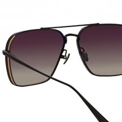 LINDA FARROW (U.K.) Asher Aviator Sunglasses In Black Women's 7 LINDA FARROW (U.K.) Asher Aviator Sunglasses In Black Women's
