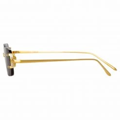 LINDA FARROW (U.K.) Women's Taylor Rectangular Sunglasses In Yellow Gold And Grey