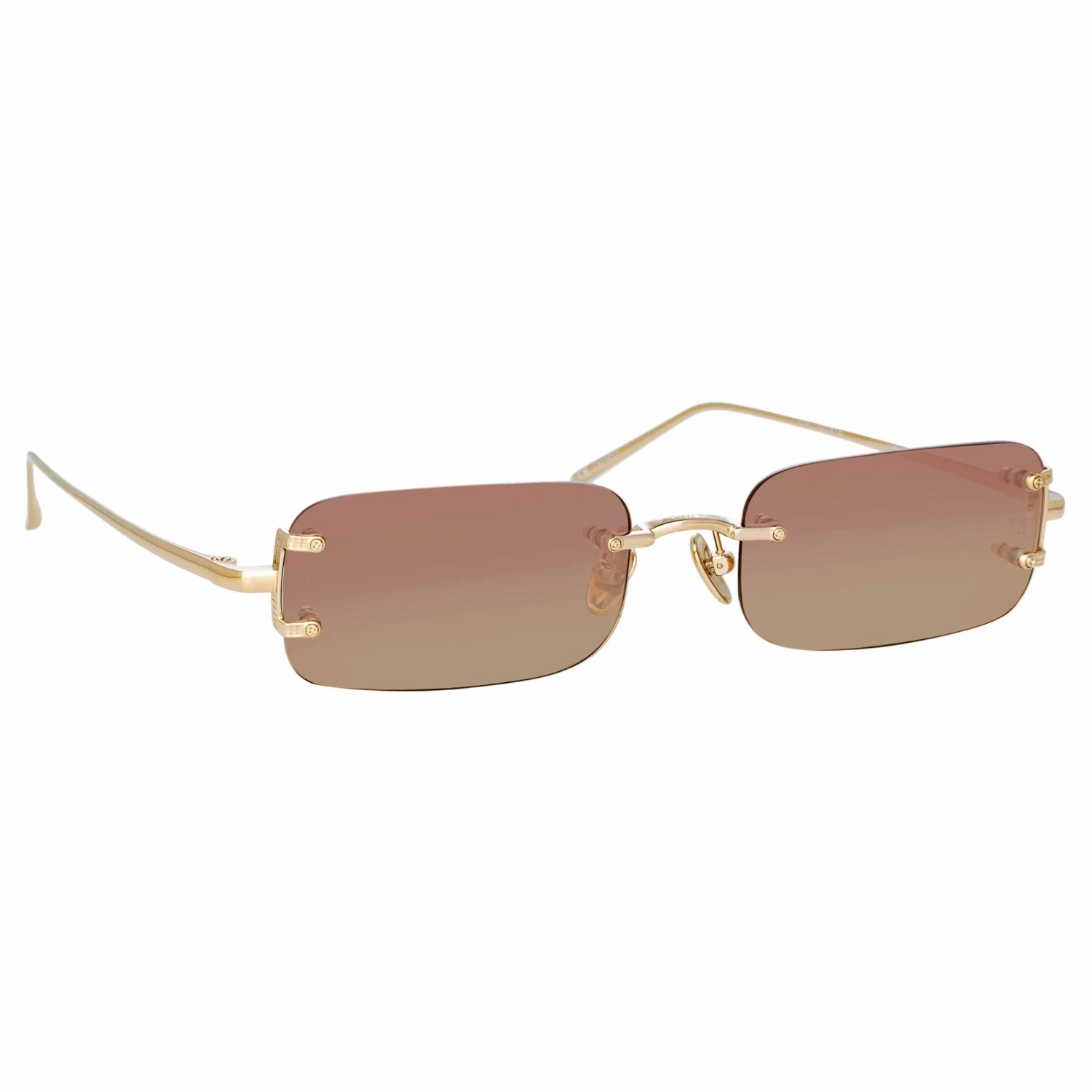 LINDA FARROW (U.K.) Taylor Rectangular Sunglasses In Light Gold Women's 2 LINDA FARROW (U.K.) Taylor Rectangular Sunglasses In Light Gold Women's