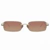 LINDA FARROW (U.K.) Taylor Rectangular Sunglasses In Light Gold Women's