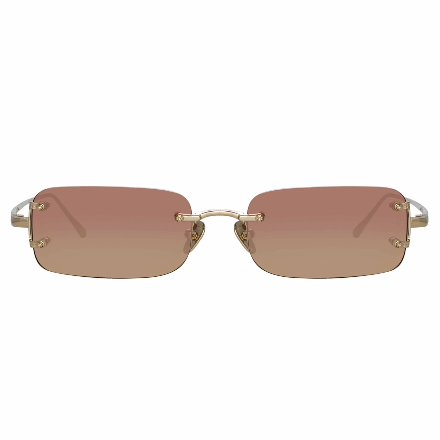 LINDA FARROW (U.K.) Taylor Rectangular Sunglasses In Light Gold Women's 1 LINDA FARROW (U.K.) Taylor Rectangular Sunglasses In Light Gold Women's