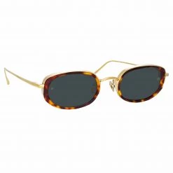 LINDA FARROW (U.K.) Women's Rosie Oval Sunglasses In Tortoiseshell 7 LINDA FARROW (U.K.) Women's Rosie Oval Sunglasses In Tortoiseshell
