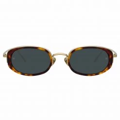LINDA FARROW (U.K.) Women's Rosie Oval Sunglasses In Tortoiseshell