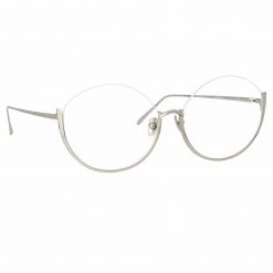 LINDA FARROW Sales 46 LINDA FARROW (U.K.) Rae Cat Eye Optical Frame In White Gold