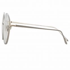 LINDA FARROW (U.K.) Rae Cat Eye Optical Frame In White Gold