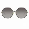 LINDA FARROW (U.K.) Leif Oversized Sunglasses In Yellow Gold And Black Women's