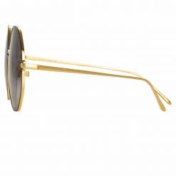LINDA FARROW (U.K.) Leif Oversized Sunglasses In Yellow Gold And Black Women's 9 LINDA FARROW (U.K.) Leif Oversized Sunglasses In Yellow Gold And Black Women's