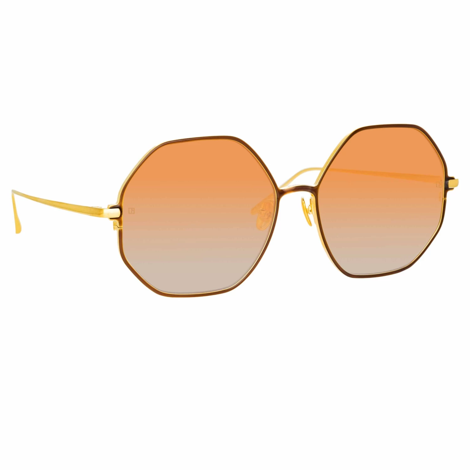 LINDA FARROW (U.K.) Leif Oversized Sunglasses In Yellow Gold And Brown Women's 2 LINDA FARROW (U.K.) Leif Oversized Sunglasses In Yellow Gold And Brown Women's