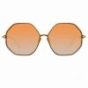 LINDA FARROW (U.K.) Leif Oversized Sunglasses In Yellow Gold And Brown Women's