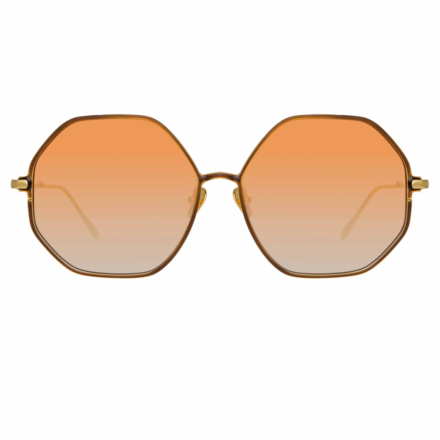 LINDA FARROW (U.K.) Leif Oversized Sunglasses In Yellow Gold And Brown Women's 1 LINDA FARROW (U.K.) Leif Oversized Sunglasses In Yellow Gold And Brown Women's