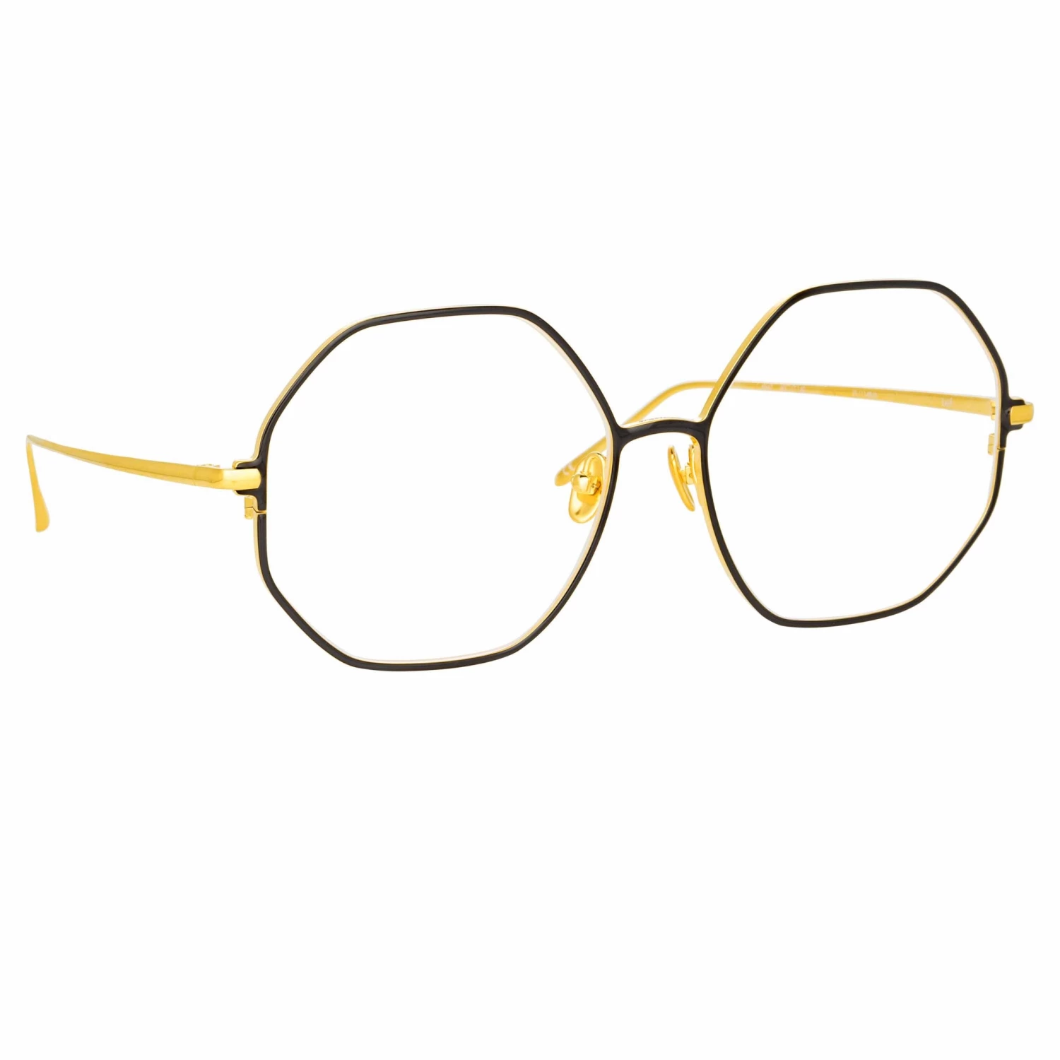 LINDA FARROW (U.K.) Leif Oversized Optical Frame In Yellow Gold And Black 3 LINDA FARROW (U.K.) Leif Oversized Optical Frame In Yellow Gold And Black