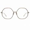 LINDA FARROW (U.K.) Leif Oversized Optical Frame In Light Gold And Brown Women's