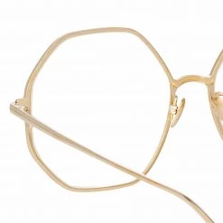 LINDA FARROW (U.K.) Leif Oversized Optical Frame In Light Gold And Brown Women's