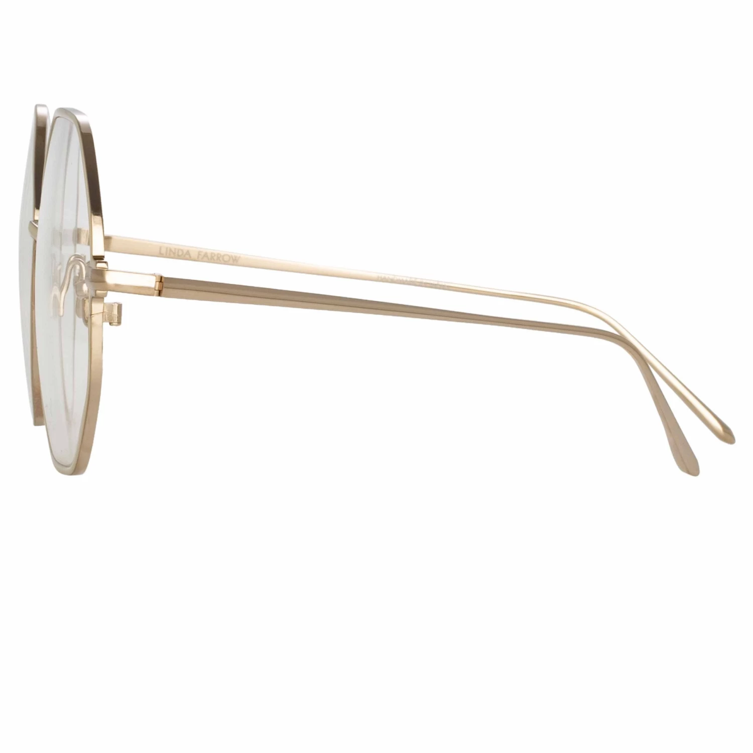 LINDA FARROW (U.K.) Hexagon Leif Oversized Optical Frame In Light Gold And Cream 4 LINDA FARROW (U.K.) Hexagon Leif Oversized Optical Frame In Light Gold And Cream