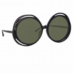 LINDA FARROW (U.K.) Ellen Round Sunglasses In Black Women's 7 LINDA FARROW (U.K.) Ellen Round Sunglasses In Black Women's