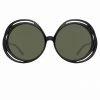 LINDA FARROW (U.K.) Ellen Round Sunglasses In Black Women's