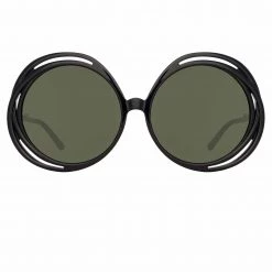 LINDA FARROW (U.K.) Ellen Round Sunglasses In Black Women's