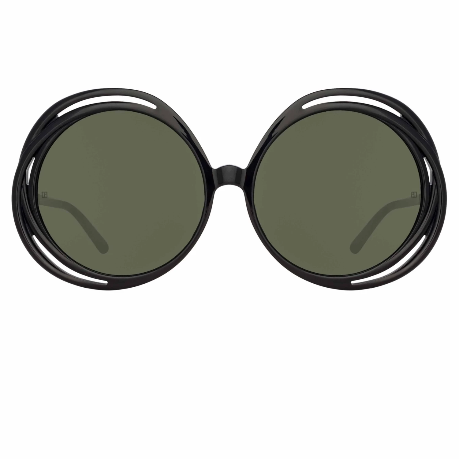 LINDA FARROW (U.K.) Ellen Round Sunglasses In Black Women's 1 LINDA FARROW (U.K.) Ellen Round Sunglasses In Black Women's