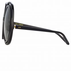 LINDA FARROW (U.K.) Ellen Round Sunglasses In Black Women's 8 LINDA FARROW (U.K.) Ellen Round Sunglasses In Black Women's