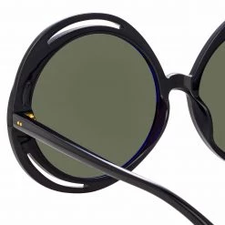 LINDA FARROW (U.K.) Ellen Round Sunglasses In Black Women's 9 LINDA FARROW (U.K.) Ellen Round Sunglasses In Black Women's