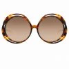 LINDA FARROW (U.K.) Ellen Round Sunglasses In Tortoiseshell Women's