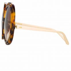 LINDA FARROW (U.K.) Ellen Round Sunglasses In Tortoiseshell Women's