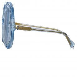 LINDA FARROW (U.K.) Ellen Round Sunglasses In Blue Women's 6 LINDA FARROW (U.K.) Ellen Round Sunglasses In Blue Women's