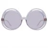 LINDA FARROW (U.K.) Ellen Round Sunglasses In Lilac Women's