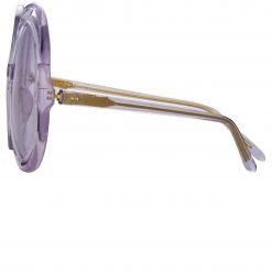 LINDA FARROW (U.K.) Ellen Round Sunglasses In Lilac Women's 6 LINDA FARROW (U.K.) Ellen Round Sunglasses In Lilac Women's