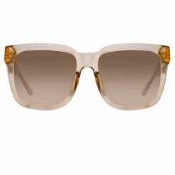 LINDA FARROW (U.K.) Freya Square Sunglasses In Ash