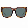 LINDA FARROW (U.K.) Freya Square Sunglasses In Tortoiseshell
