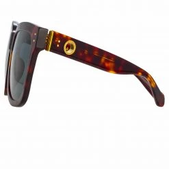 LINDA FARROW (U.K.) Freya Square Sunglasses In Tortoiseshell 8 LINDA FARROW (U.K.) Freya Square Sunglasses In Tortoiseshell
