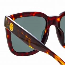 LINDA FARROW (U.K.) Freya Square Sunglasses In Tortoiseshell 9 LINDA FARROW (U.K.) Freya Square Sunglasses In Tortoiseshell