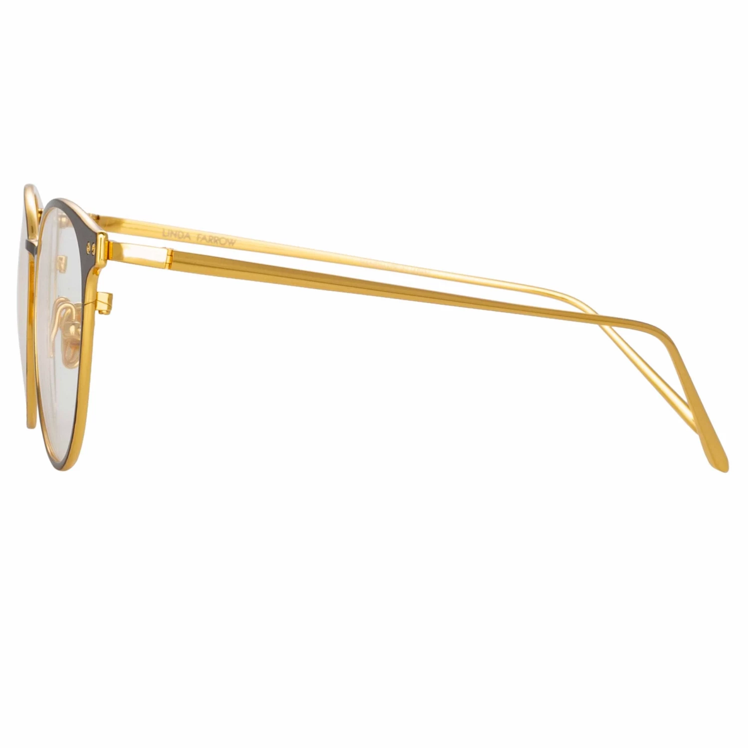 LINDA FARROW (U.K.) Ricci Cat Eye Optical Frame In Yellow Gold And Black 3 LINDA FARROW (U.K.) Ricci Cat Eye Optical Frame In Yellow Gold And Black