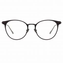 LINDA FARROW (U.K.) Women's Ricci Cat Eye Optical Frame In White Gold And Black