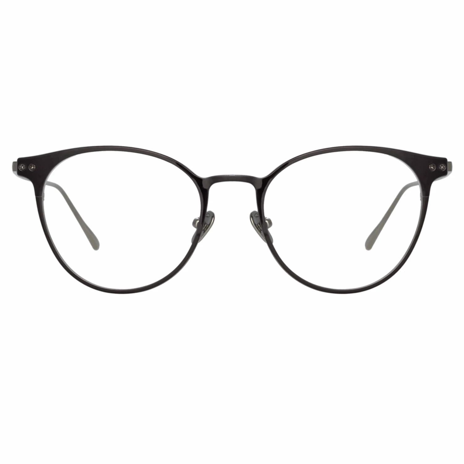 LINDA FARROW (U.K.) Women's Ricci Cat Eye Optical Frame In White Gold And Black 1 LINDA FARROW (U.K.) Women's Ricci Cat Eye Optical Frame In White Gold And Black