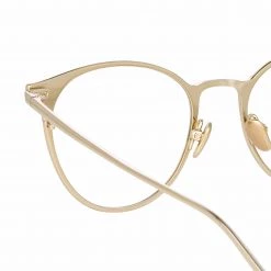 LINDA FARROW (U.K.) Ricci Cat Eye Optical Frame In Light Gold And Brown
