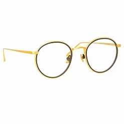 LINDA FARROW (U.K.) Comer Optical Oval Frame In Yellow Gold Women's 7 LINDA FARROW (U.K.) Comer Optical Oval Frame In Yellow Gold Women's