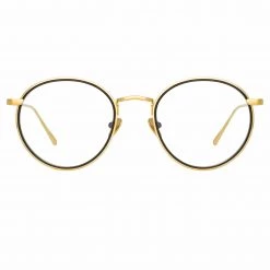 LINDA FARROW (U.K.) Comer Optical Oval Frame In Yellow Gold Women's