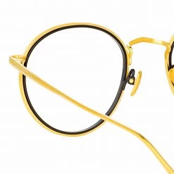 LINDA FARROW (U.K.) Comer Optical Oval Frame In Yellow Gold Women's 9 LINDA FARROW (U.K.) Comer Optical Oval Frame In Yellow Gold Women's