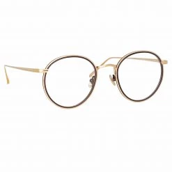 LINDA FARROW (U.K.) Comer Optical Oval Frame In Light Gold