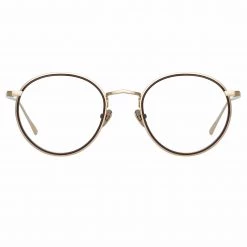 LINDA FARROW (U.K.) Comer Optical Oval Frame In Light Gold