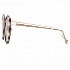 LINDA FARROW (U.K.) Comer Optical Oval Frame In Light Gold