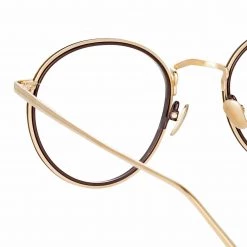 LINDA FARROW (U.K.) Comer Optical Oval Frame In Light Gold