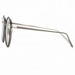 LINDA FARROW (U.K.) Comer Optical Oval Frame In White Gold Women's 8 LINDA FARROW (U.K.) Comer Optical Oval Frame In White Gold Women's