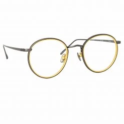 LINDA FARROW (U.K.) Comer Optical Oval Frame In Nickel Women's 8 LINDA FARROW (U.K.) Comer Optical Oval Frame In Nickel Women's