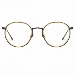 LINDA FARROW (U.K.) Comer Optical Oval Frame In Nickel Women's