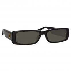LINDA FARROW (U.K.) Dania Rectangular Sunglasses In Black Women's 7 LINDA FARROW (U.K.) Dania Rectangular Sunglasses In Black Women's